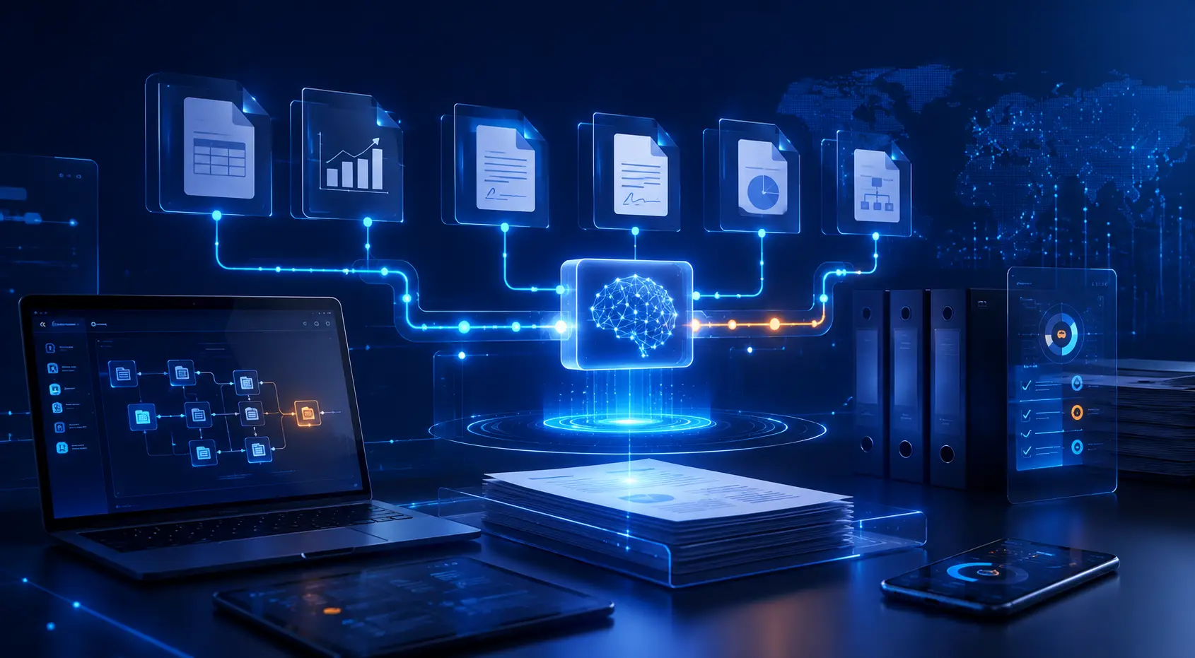 Intelligent process automation for business — AI-powered invoice and data processing dashboard