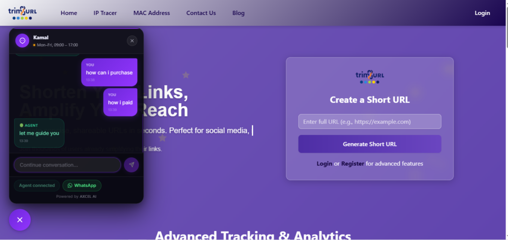 Chat widget · Live site
