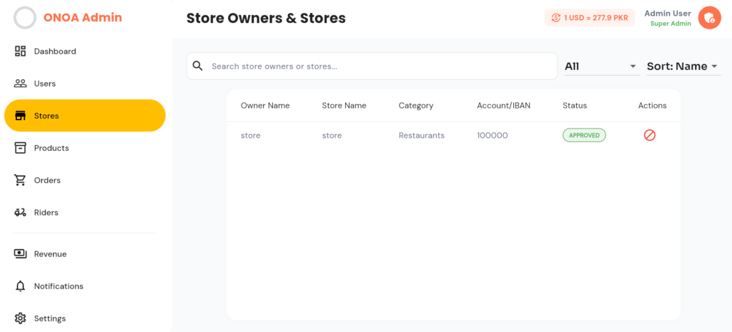 Store · Incoming orders